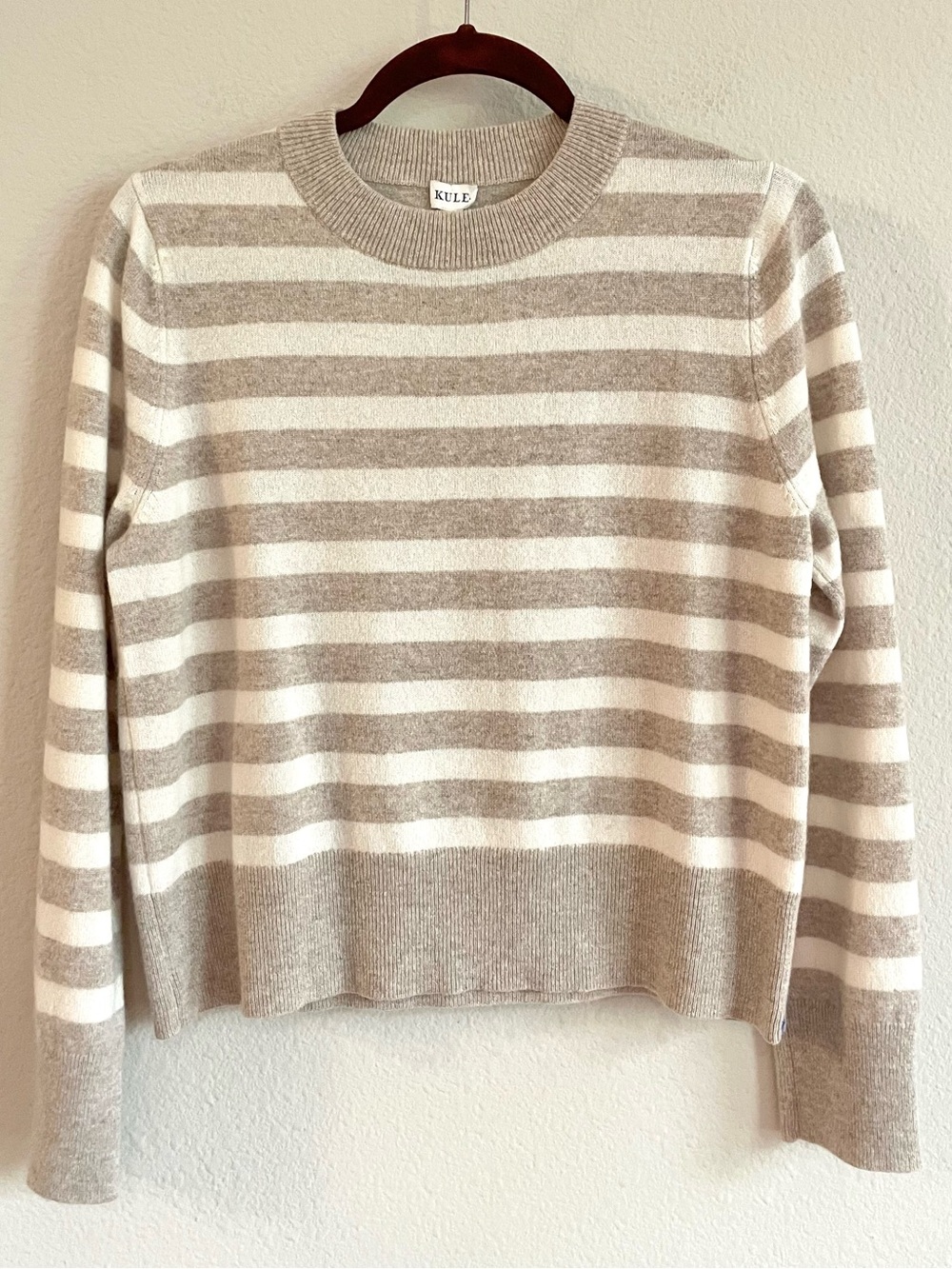 KULE 100% Cashmere Striped Classic Round Neck Pullover Sweater Size Small